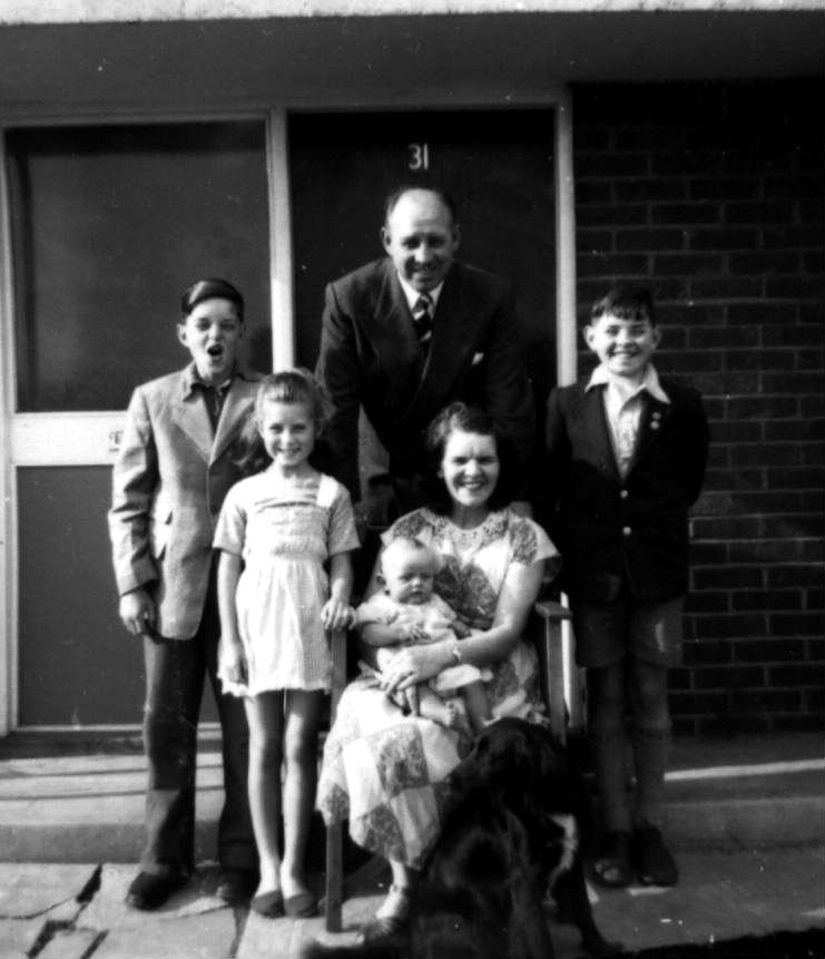 Norma-Jean with Parents, brothers and Sally the dog